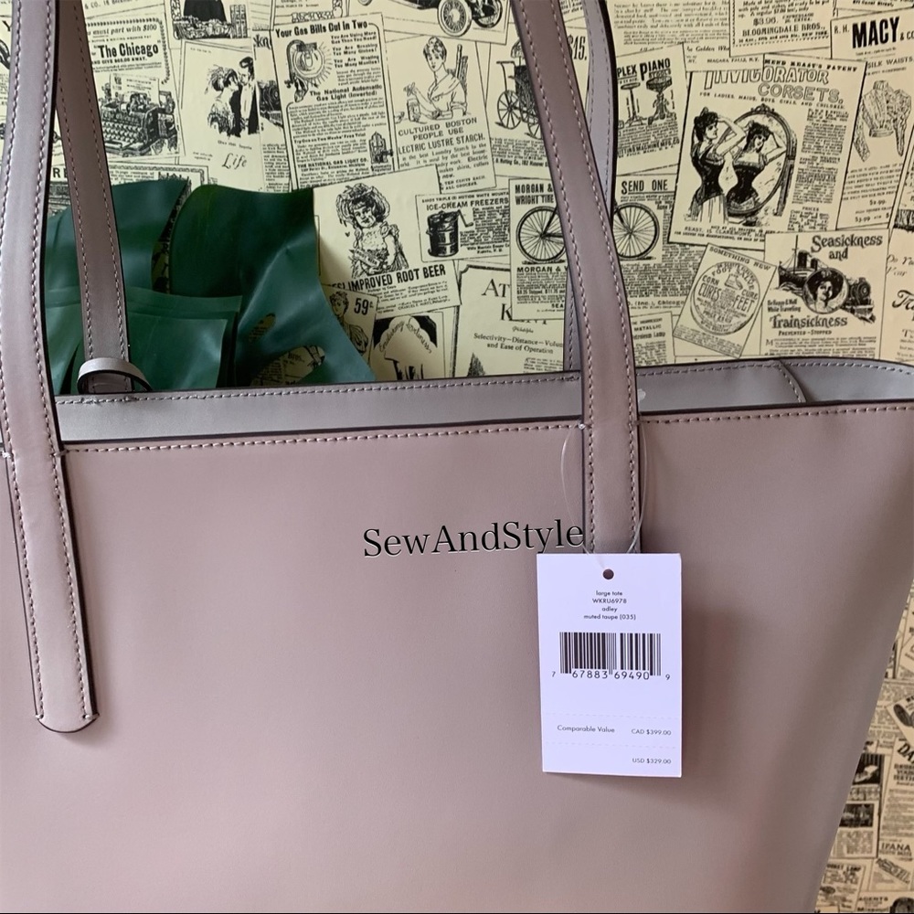 KATE SPADE ADLEY LARGE TOTE SHOULDER TAUPE BAG - Picture 7 of 11